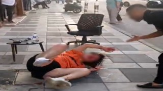 Kilis'te cadde ortasında tekme tokat darp anları kamerada