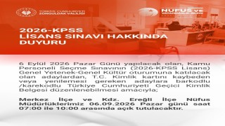 KPSS için Zonguldakta nüfus müdürlükleri pazar günü açık