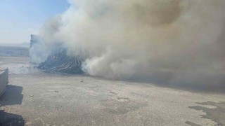 Mardinde tarla yangını parke taşı imalathanesine sıçradı