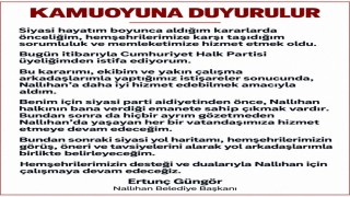 Nallıhan Belediye Başkanı Güngör, CHP'den istifa etti