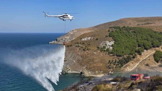 Rüzgarın etkisiyle büyüyen yangına havadan müdahale edildi