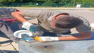 Sinopta hasarlı çöp konteynerlerine yerinde onarım