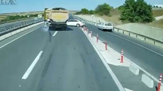 Tekirdağda tır şoförünün dikkati faciayı önledi: O anlar kamerada