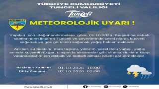 Tunceli için kuvvetli yağış uyarısı