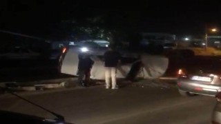 Yan yatan otomobilde emniyet kemeri hayat kurtardı