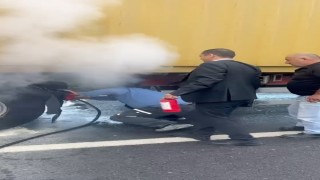 Bolu'da yanan tıra ilk müdahale vatandaşlardan geldi