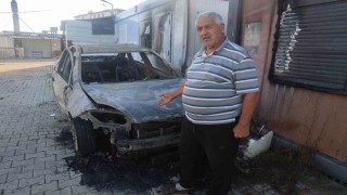Depremzede vatandaş, camını kaldırım taşıyla kırdıkları otomobilini çalıştırırken yaktıklarını iddia etti