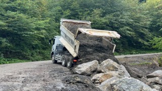 Kaynaşlı'da heyelan sonrası yol güvenliği için çalışma
