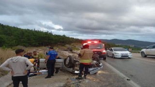 Yayladağı'nda takla atan otomobilin sürücüsü yaralandı
